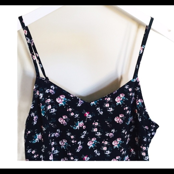 H&M Ditzy Floral Print Strappy Slip Dress With V Cut Navy Blue Size 8 - Picture 7 of 11